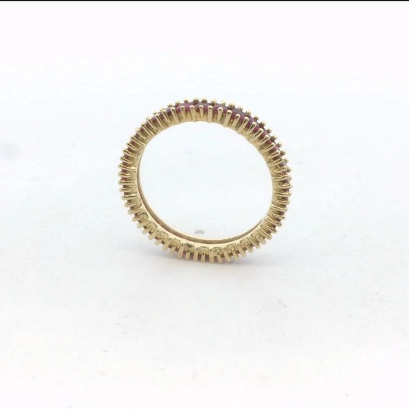 14K Yellow Gold Square Cut Ruby Stackable Eternity Band